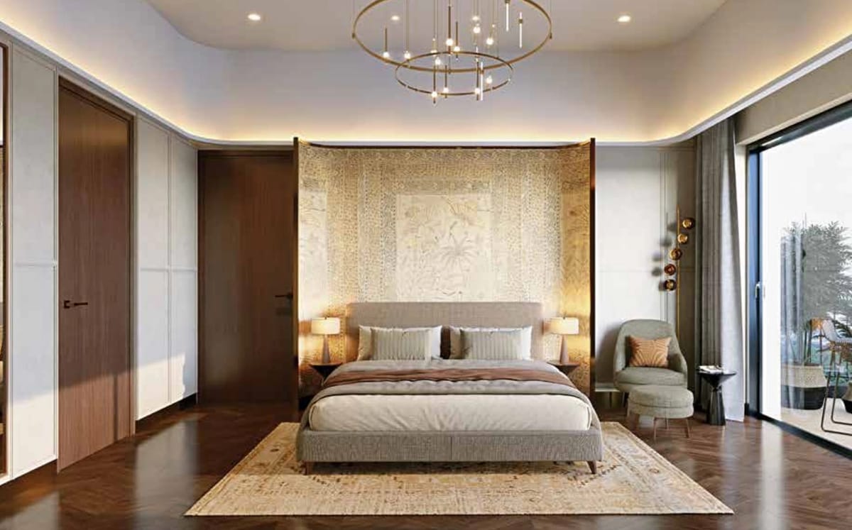 A furnished master bedroom, artist's impression