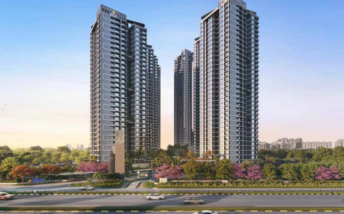 The towers seen from Old Madras Road, artist's impression