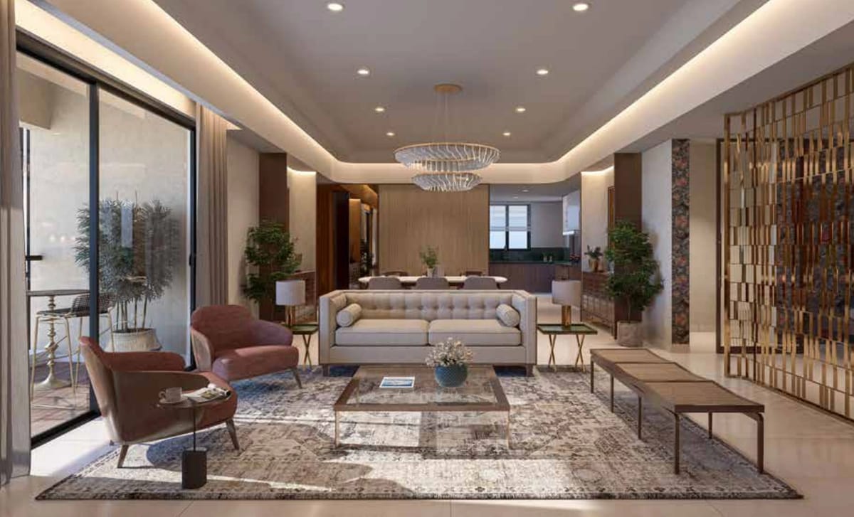 A furnished living room, artist's impression
