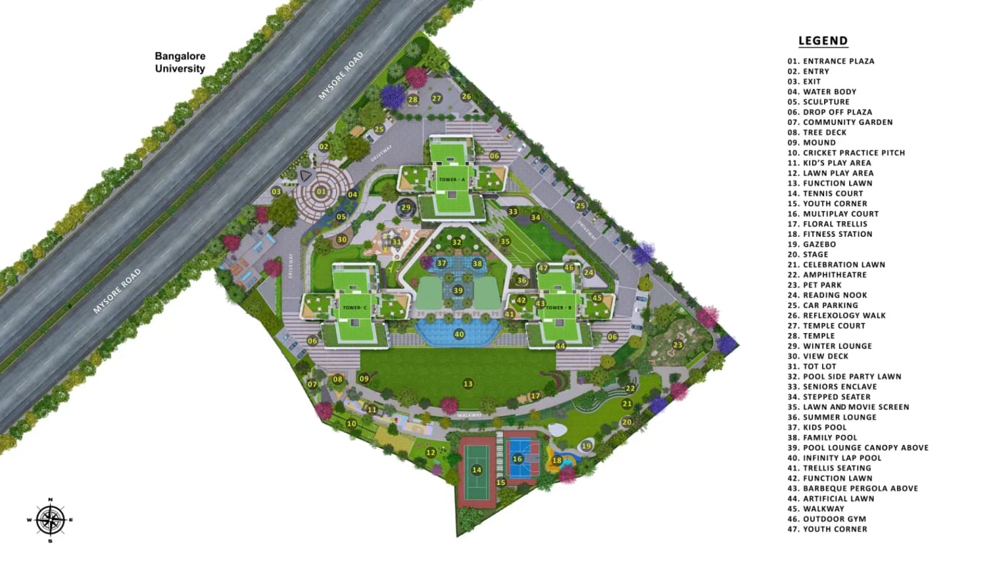 Sattva Aaranya master plan with its legend
