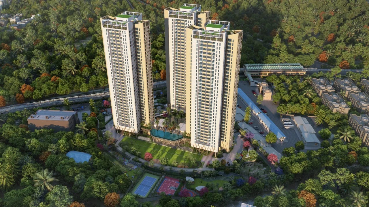 Sattva Aaranya towers above the forest, artist's impression, the poster of the walkthrough