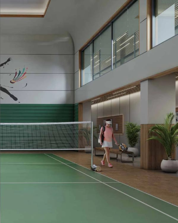 Sattva Aaranya indoor badminton court, artist's impression