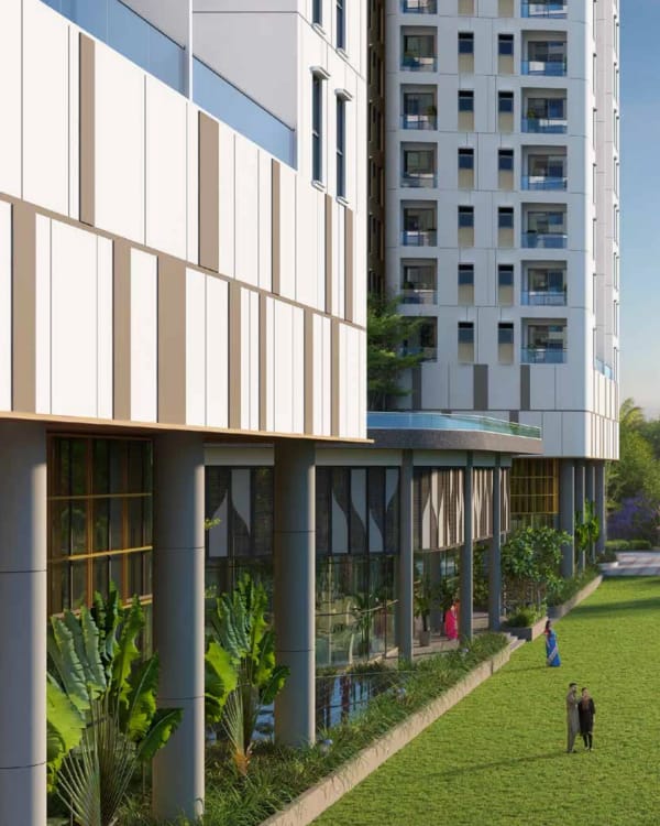 Sattva Aaranya function lawn between the towers, artist's impression