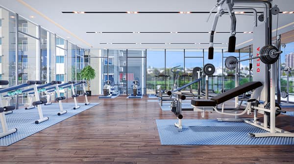 Sattva Aeropolis gymnasium with a glass wall, artist's impression