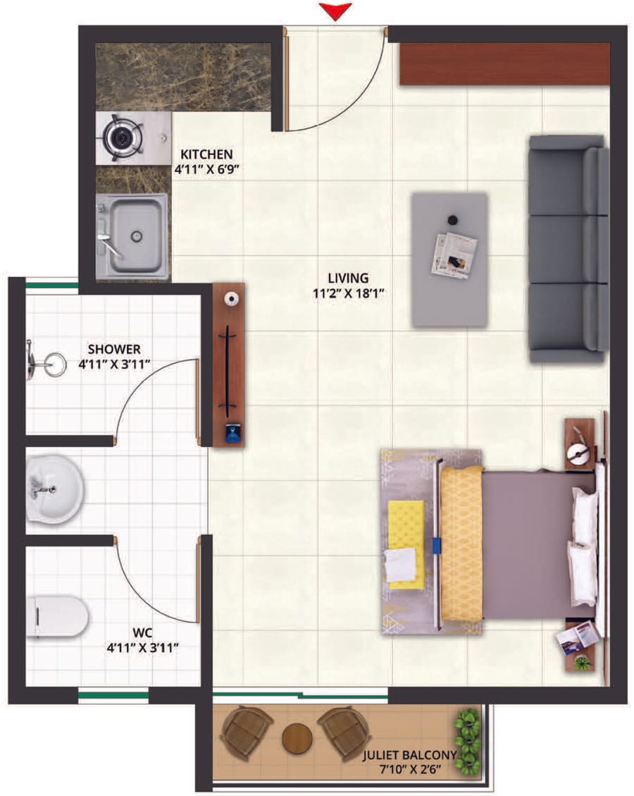 Sattva Aeropolis Studio Apartment 2 unit plan, Phase I