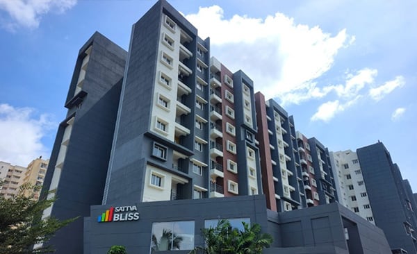 Sattva Bliss clubhouse from outside, site photo