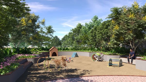 The pet park with agility props, artist's impression