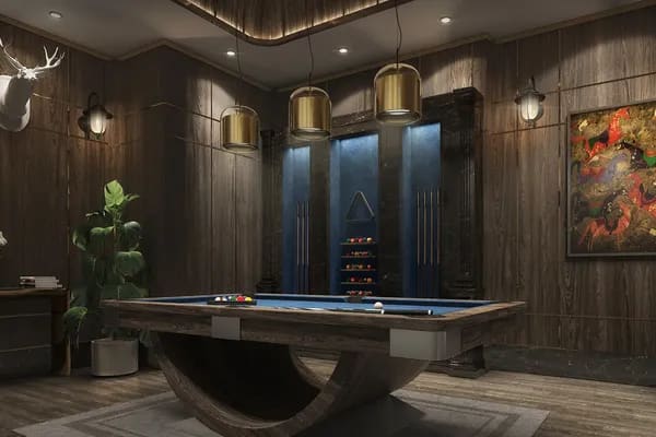 The billiards room in the Sattva Forest Ridge clubhouse, artist's impression