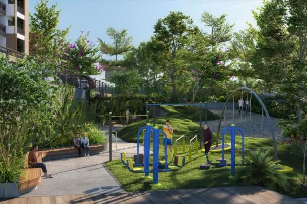 The outdoor gym in the garden at Sattva Forest Ridge, artist's impression