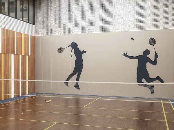 The badminton court in the clubhouse at Sattva Green Groves, artist's impression