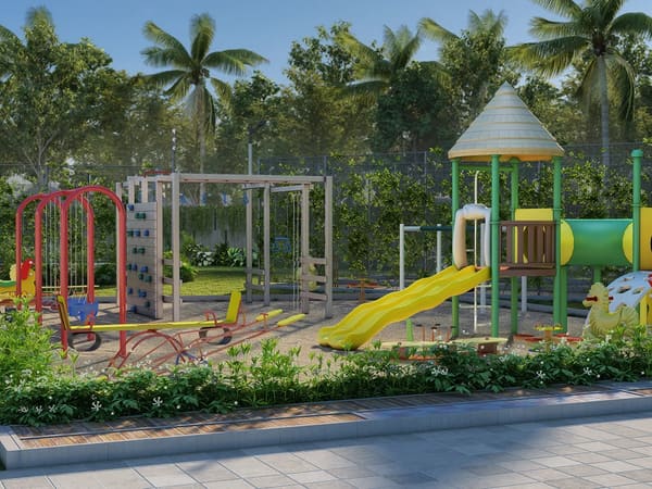 The children's play area in a park at Sattva Green Groves, artist's impression