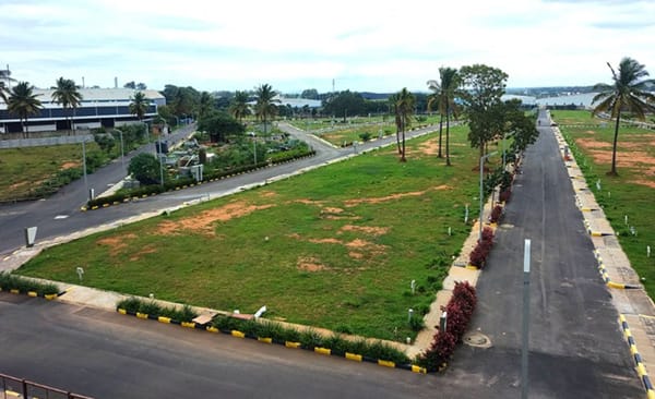 A second bird view of plots and roads at Sattva Green Groves, site photo, September 2026
