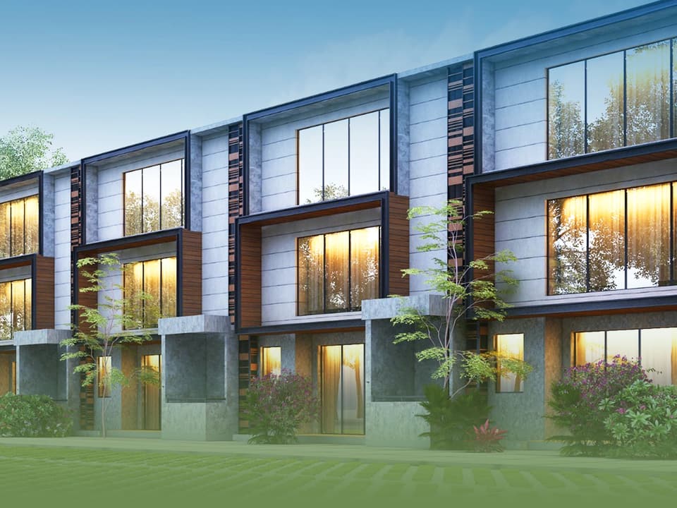 Sattva La Vita: Villa facades at dusk, artist's impression