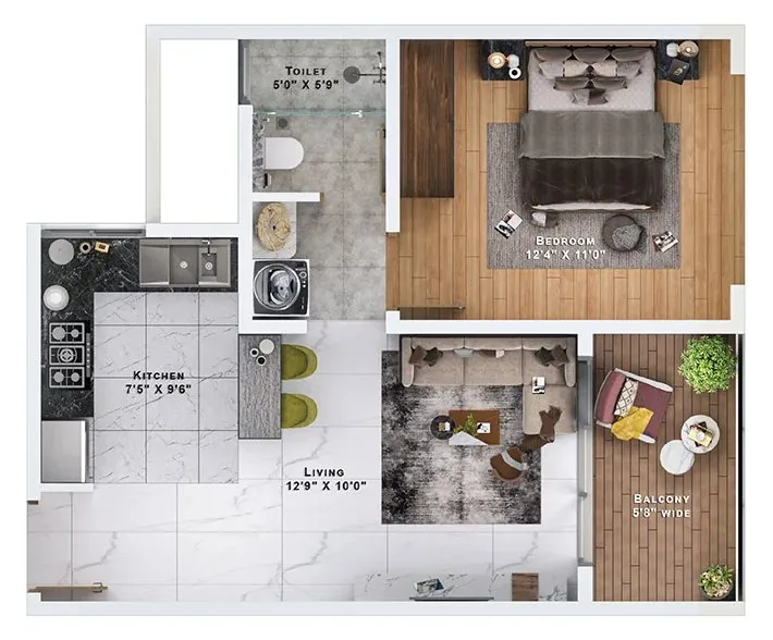 Sattva Lumina 1 BHK floor plan