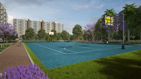 The basketball court beside the cycling track, artist's impression