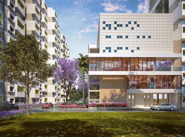 The Crystal clubhouse with its square window facade, artist's impression