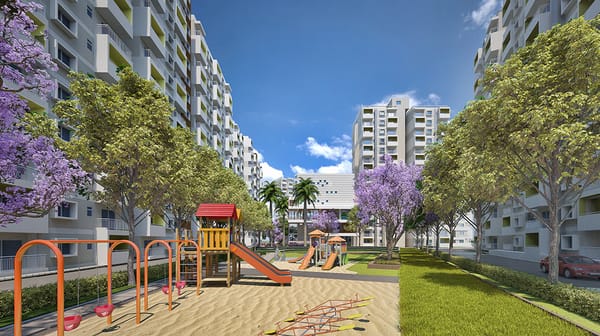 The children's play area under the trees, artist's impression