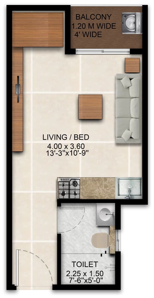 Sattva SimpliCity Studio Type 1 unit plan