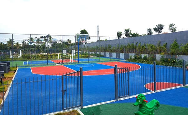 The basketball court at Sattva SimpliCity, site photo from the developer