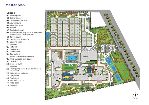 Sattva Songbird master plan of the first phase, with its numbered legend
