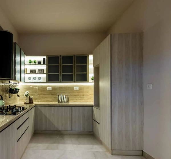 Kitchen of the model apartment, a representational photograph