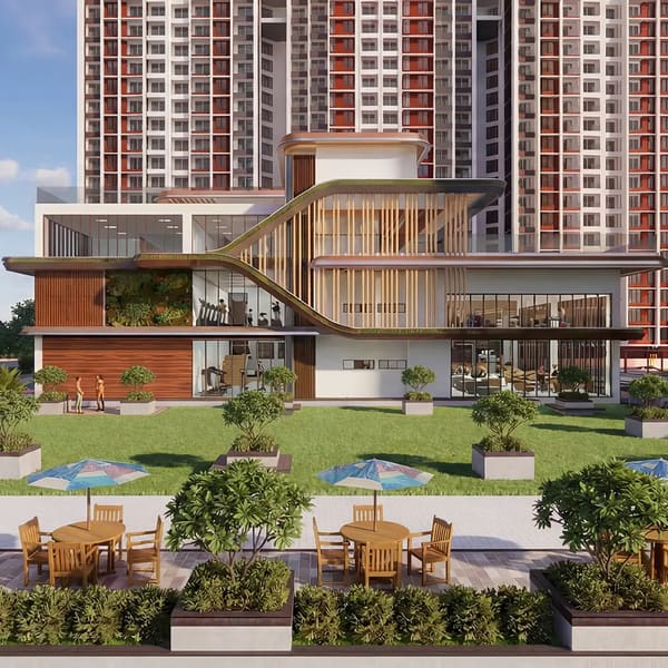 Seating niches on the lawn before the clubhouse, artist's impression